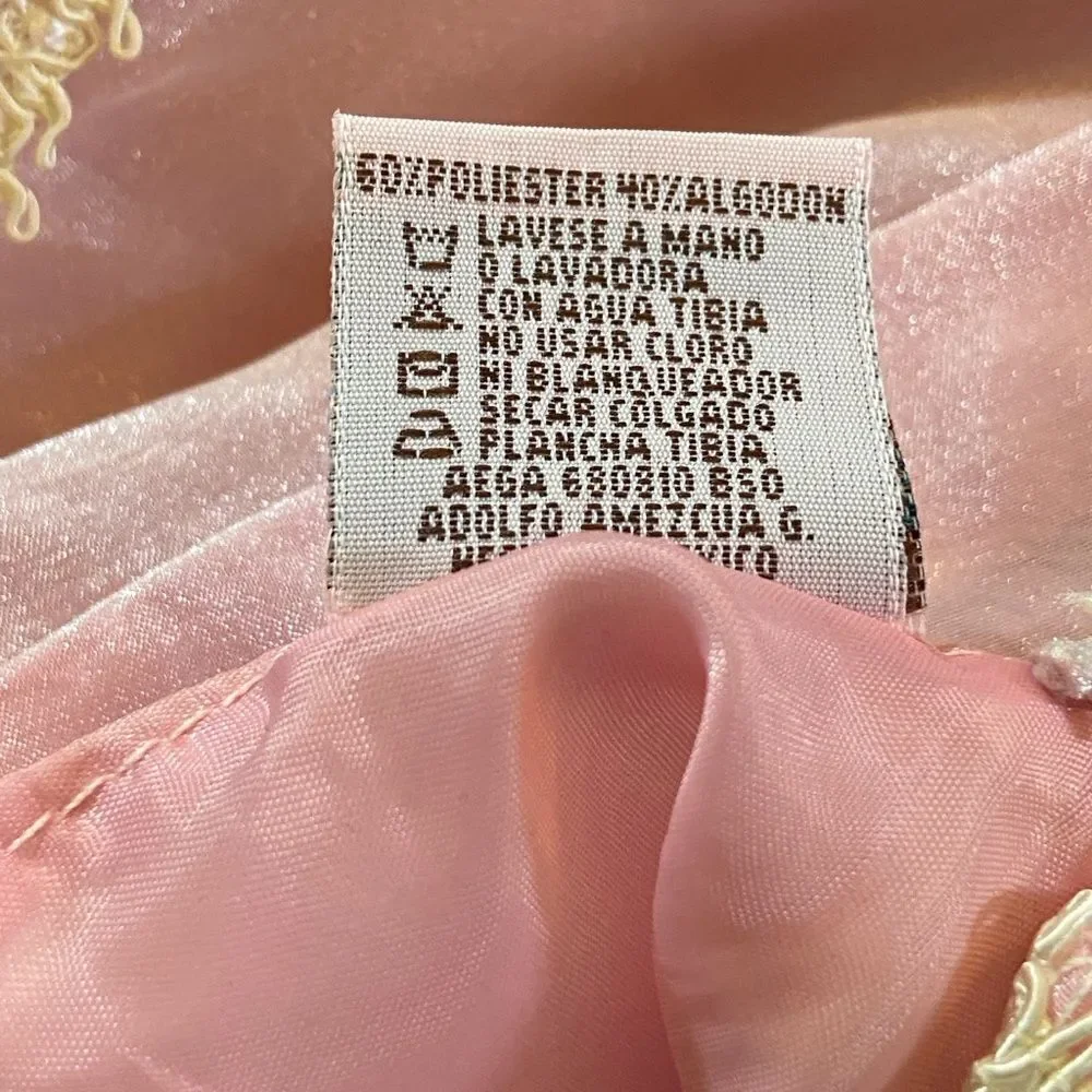 🥰Creaciones Sarahi Elegant Pink and Cream Kids Theater Costume Dress Size 8 Girl